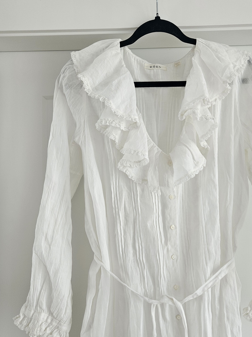 DÔEN Halina Dress in Salt Organic Cotton Ruffle Sz XL - Picture 2 of 8